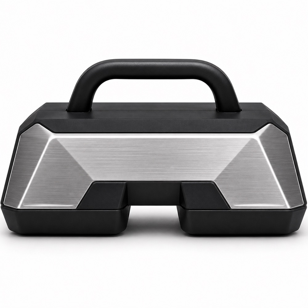 Premium Saddle model — brushed-aluminum flagship trampoline weight